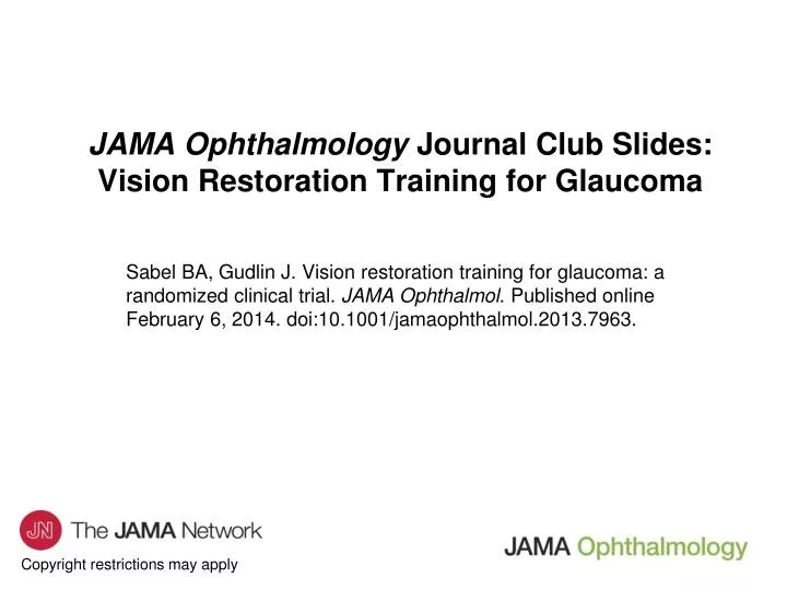 jama ophthalmology journal club slides vision restoration training for glaucoma