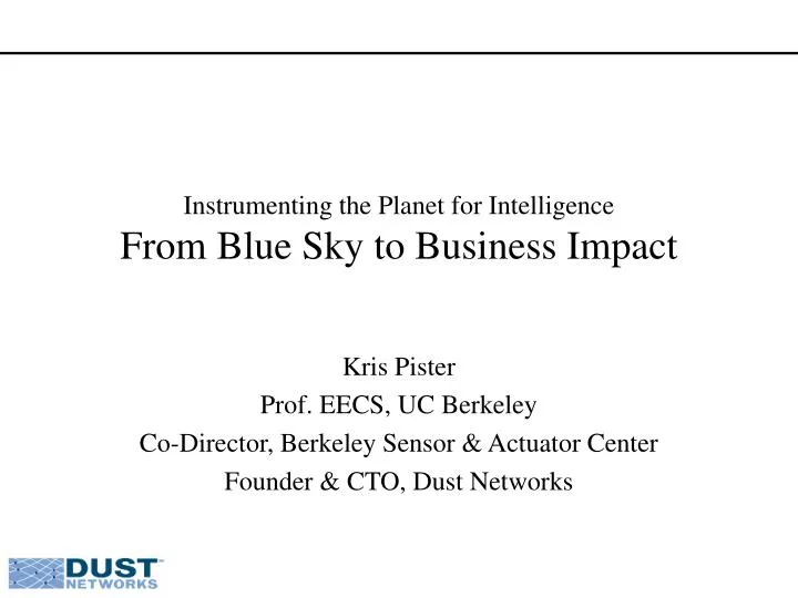 instrumenting the planet for intelligence from blue sky to business impact