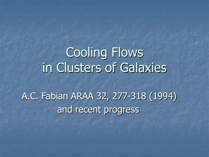 cooling flows in clusters of galaxies