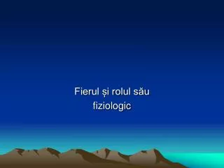 fierul i rolul s u fiziologic