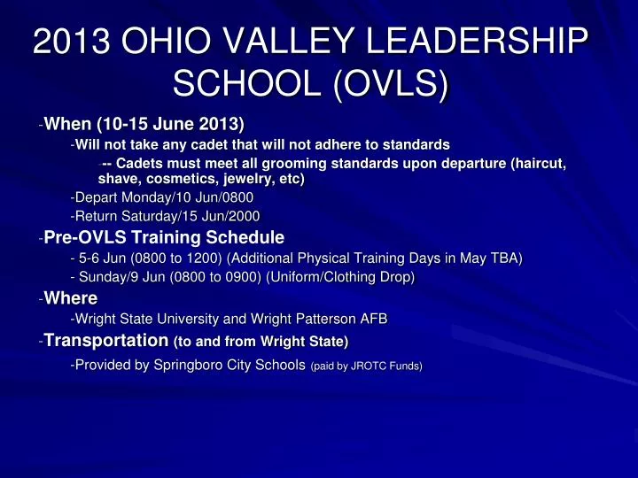 2013 ohio valley leadership school ovls