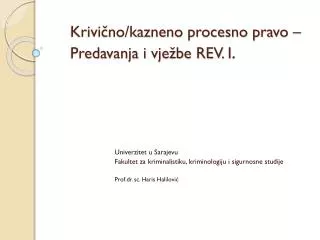 krivi no kazneno procesno pravo predavanja i vje be rev i