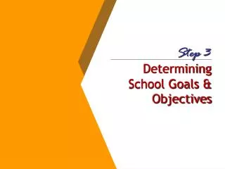 Determining School Goals &amp; Objectives