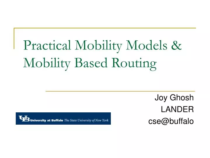 practical mobility models mobility based routing
