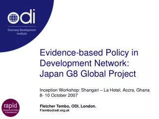 Evidence-based Policy in Development Network: Japan G8 Global Project