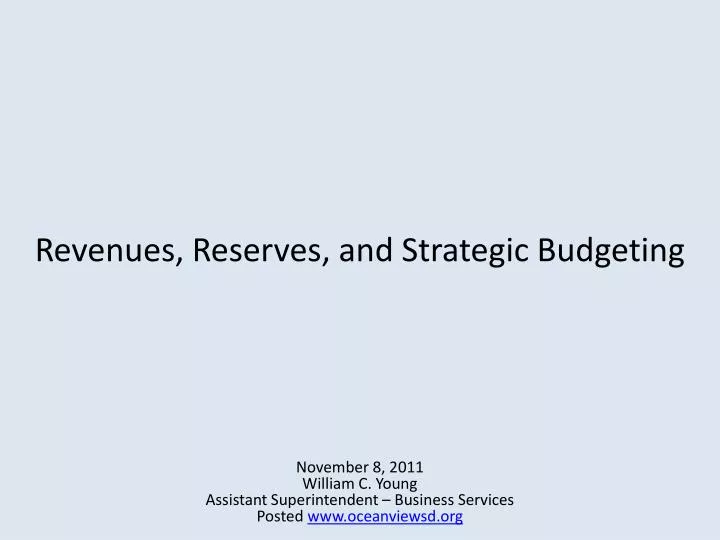 revenues reserves and strategic budgeting