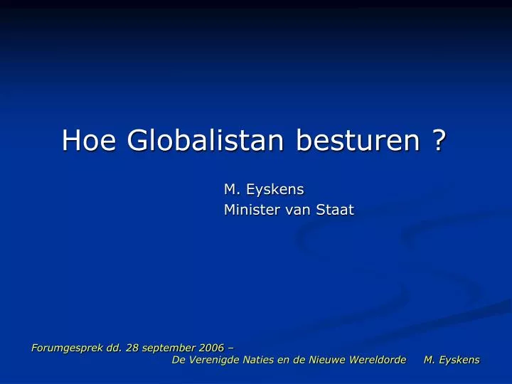 forumgesprek dd 28 september 2006 de verenigde naties en de nieuwe wereldorde m eyskens