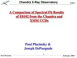 A Comparison of Spectral Fit Results of E0102 from the Chandra and XMM CCDs Paul Plucinsky &amp;
