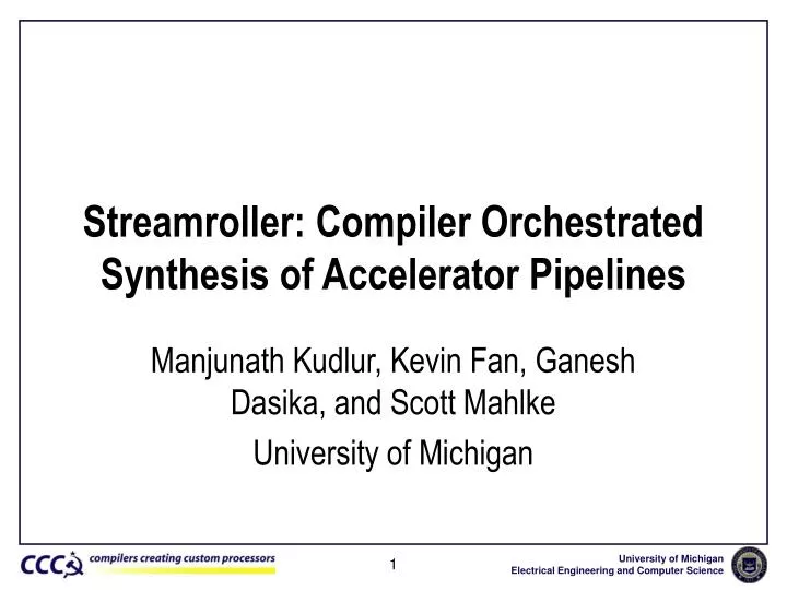 streamroller compiler orchestrated synthesis of accelerator pipelines