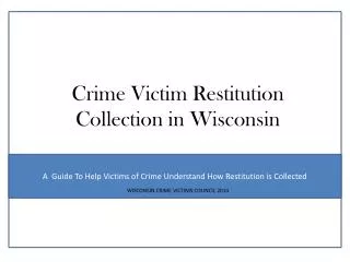 Crime Victim Restitution Collection in Wisconsin