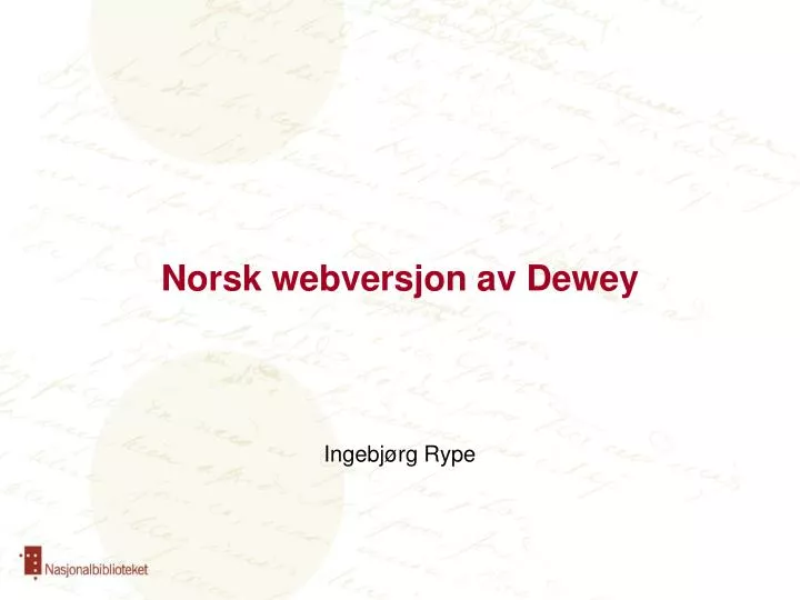 norsk webversjon av dewey