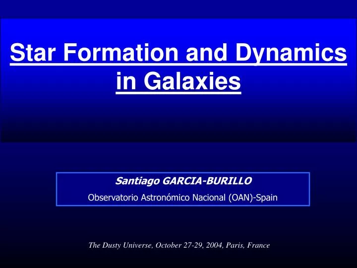 star formation and dynamics in galaxies