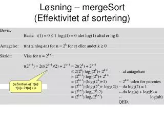l sning mergesort effektivitet af sortering