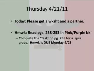 Thursday 4/21/11