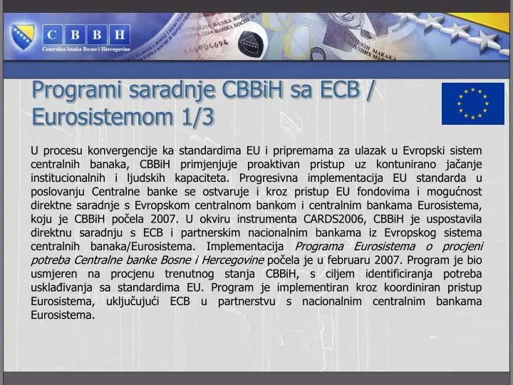 programi saradnje cbbih s a ecb e urosistemom 1 3