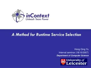 A Method for Runtime Service Selection