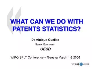 WHAT CAN WE DO WITH PATENTS STATISTICS?