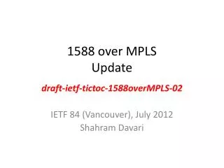 1588 over MPLS Update