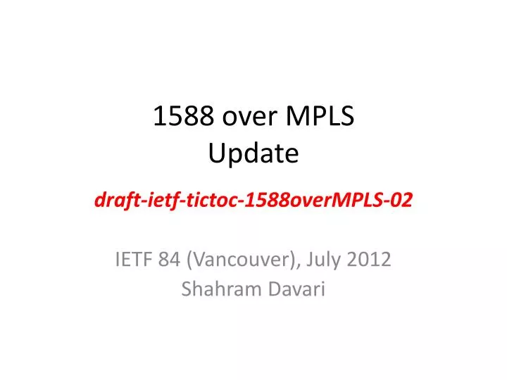 1588 over mpls update