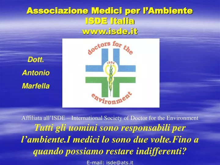 associazione medici per l ambiente isde italia www isde it