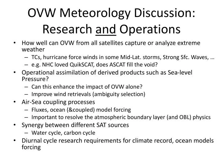 ovw meteorology discussion research and operations