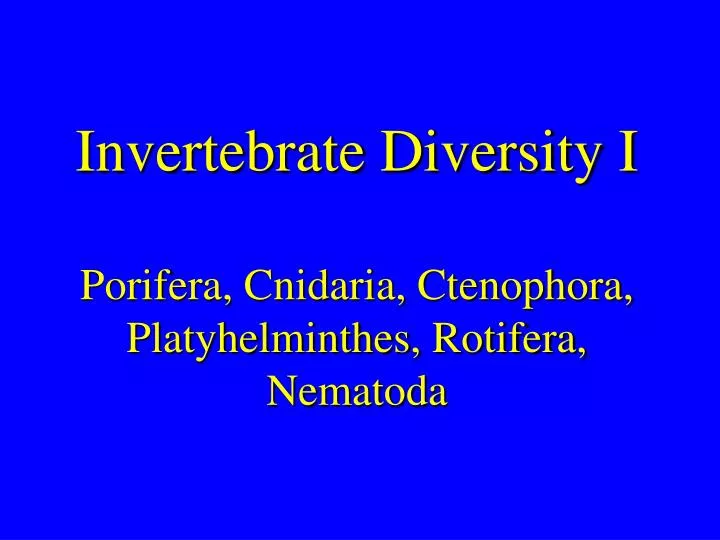 invertebrate diversity i porifera cnidaria ctenophora platyhelminthes rotifera nematoda