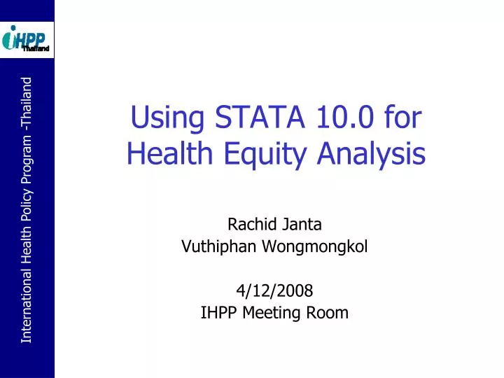 using stata 10 0 for health equity analysis