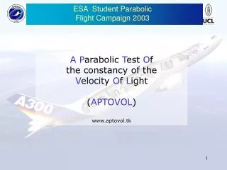 esa student parabolic f light c ampaign 2003