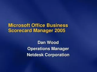 Microsoft Office Business Scorecard Manager 2005