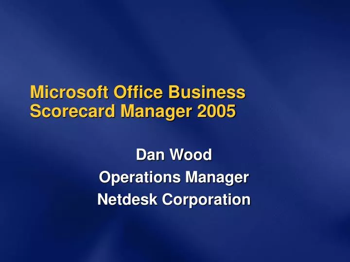 microsoft office business scorecard manager 2005