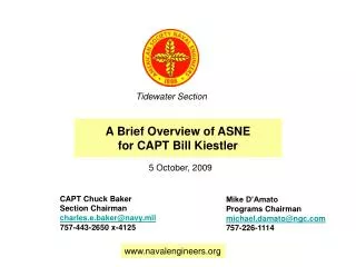 A Brief Overview of ASNE for CAPT Bill Kiestler