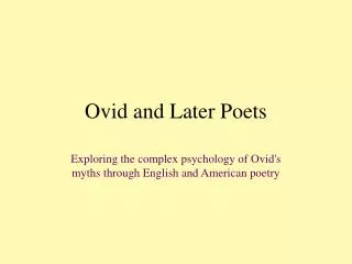 Ovid and Later Poets