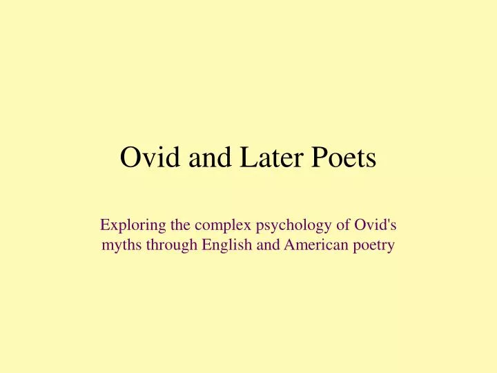 ovid and later poets