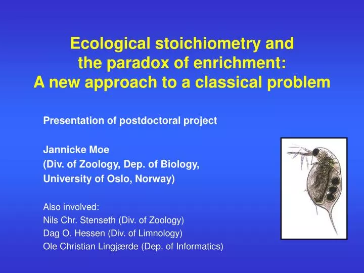 ecological stoichiometry and the paradox of enrichment a new approach to a classical problem