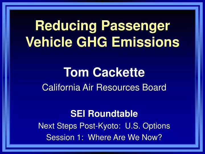 reducing passenger vehicle ghg emissions