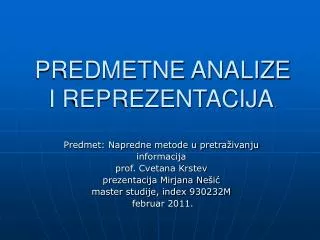 predmetne analize i reprezentacija