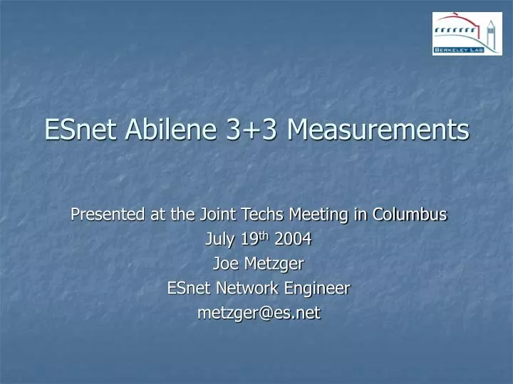 esnet abilene 3 3 measurements