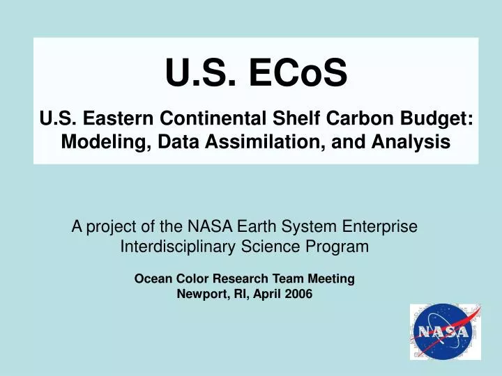 u s ecos u s eastern continental shelf carbon budget modeling data assimilation and analysis
