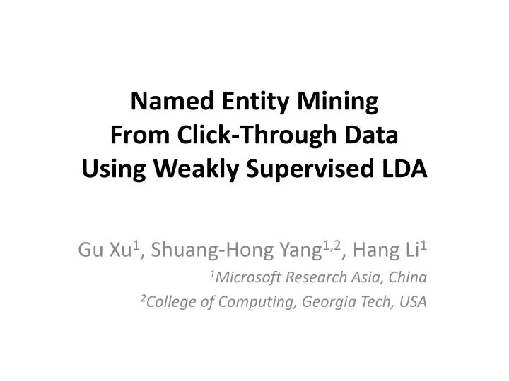 named entity mining from click through data using weakly supervised lda