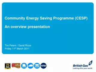 Community Energy Saving Programme (CESP) An overview presentation