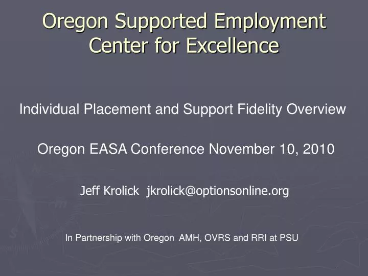 oregon supported employment center for excellence