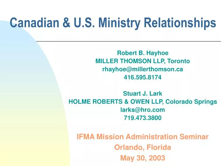 canadian u s ministry relationships