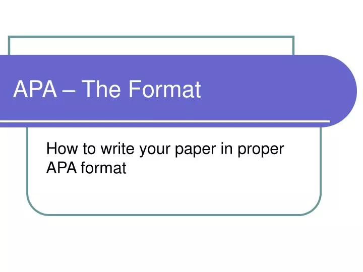 apa the format