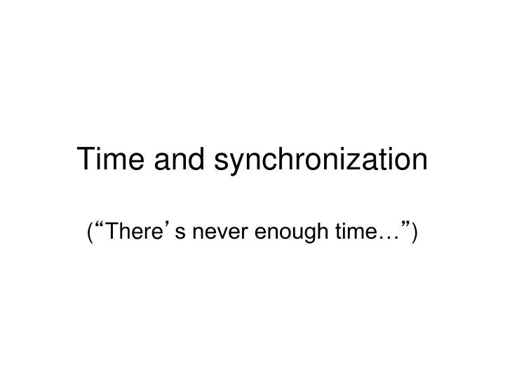 time and synchronization