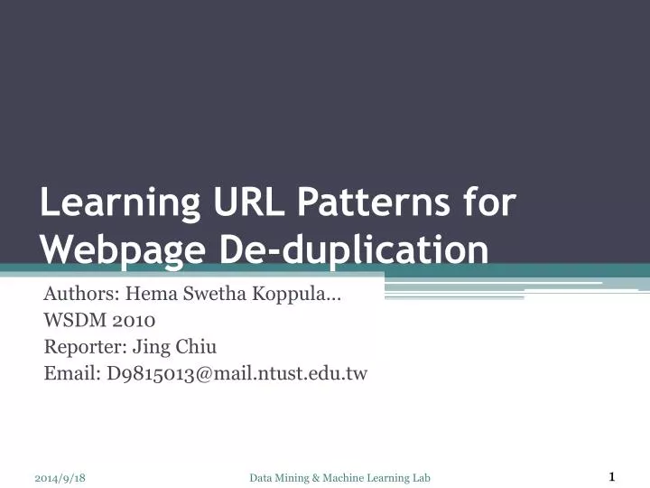 learning url patterns for webpage de duplication