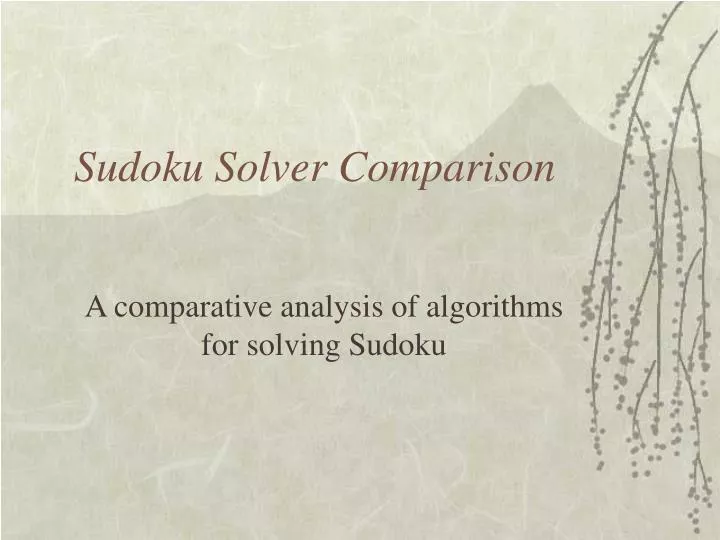sudoku solver comparison