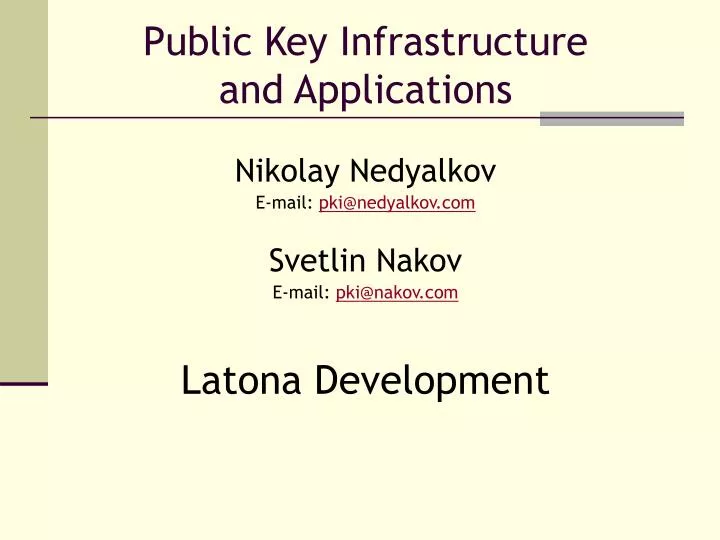 public key infrastructure and applications