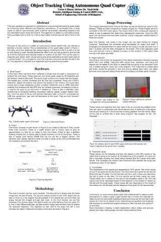 Object Tracking Using Autonomous Quad Copter Carlos A Munoz, Advisor: Dr. Tarek Sobh