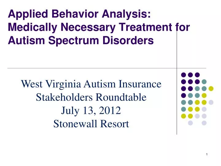 applied behavior analysis medically necessary treatment for autism spectrum disorders