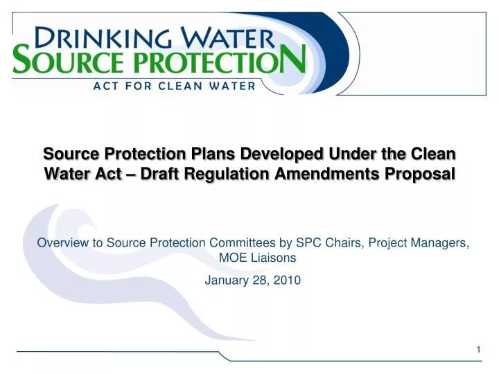source protection plans developed under the clean water act draft regulation amendments proposal